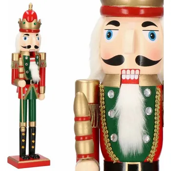 Vánoční dekorace Springos Louskáček - Král s žezlem 61 cm, zeleno-červený