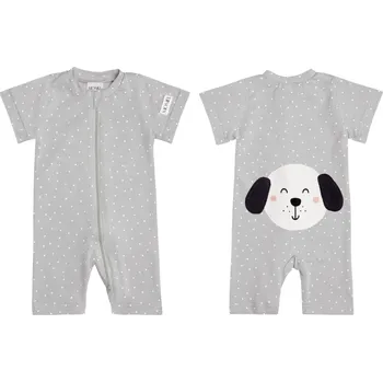 Moniel Dětský overal s krátkým rukávem Pes Dots šedá 80-86 cm