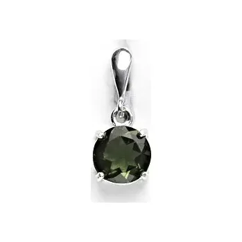 Přívěsek Zlatý přívěsek, přírodní vltavín, bílé i žluté zlato - P 1357 (přírodní kámen 8 mm)