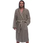 Pánský župan s kapucí, froté bavlna, silná gramáž, kapsy, světle hnědý a béžový 1ZF3079 béžová xl