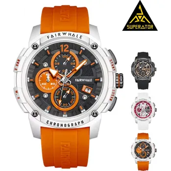 Hodinky SUPERATOR Sportovní hodinky 3 ATM s chronografem a datem, quartz Ø 41 mm (18 mm pásek) Barva: Oranžová | skladem v ČR | rychlé odeslání | unisex | pásek snadno vyměnitelný | pro každodenní nošení |