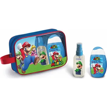 Kosmetická sada Super Mario - tělový sprej 90 ml + pěna do koupele a šampon 2v1 110 ml + toaletní taška