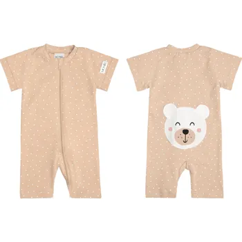 Dětský overall Moniel Dětský overal s krátkým rukávem Medvěd Dots béžová 92-98 cm