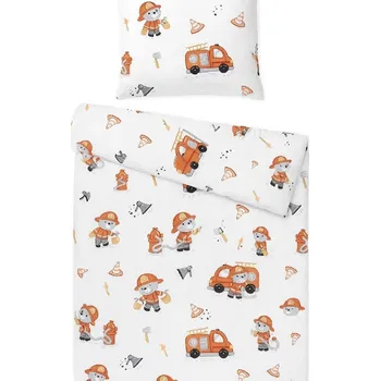 Povlečení Povlečení do postýlky s výplní + pytlík, bavlna, Hasiči, 135x100cm/40x60cm