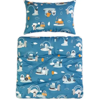 Povlečení Povlečení do postýlky, 2D sada - Malý stavitel, modrá