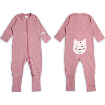 Dětský overall Moniel Dětský rostoucí overal Kočka Dots růžová 92-98 1-2 roky