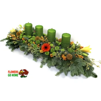 Vánoční dekorace ADVENTNÍ VĚNCE Svícen na stůl zelené svíčky