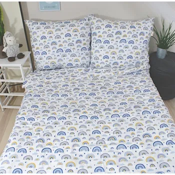 Povlečení 2-dílné bavlněné povlečení - Duha, modrá, Baby Nellys