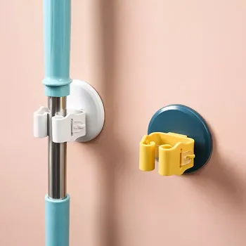 mop Samolepicí nástěnný držák na mop zeleno žlutý (PRH13)