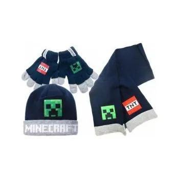 Nákrčník Fashion UK - Chlapecký zimní set čepice, šála, rukavice Minecraft 54