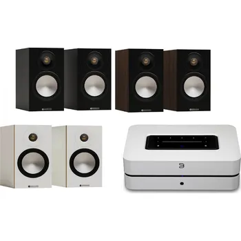 Hi-Fi Zesilovač Bluesound POWERNODE bílý (Gen 3) + Monitor Audio Bronze 50 (7G) (ořech)