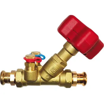 Ventil Herz STRÖMAX-M 4017 vyvažovací ventil DN32, s měřící clonou, šikmý, uzavírací, vnitřní závit, topení, mosaz