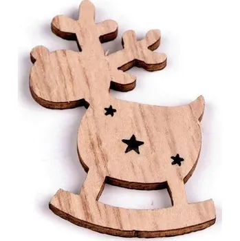 Vánoční dekorace Dřevěný sob k nalepení, malý 25x36mm, přírodní