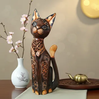 Kočka 20 Socha Dřevo 40 cm