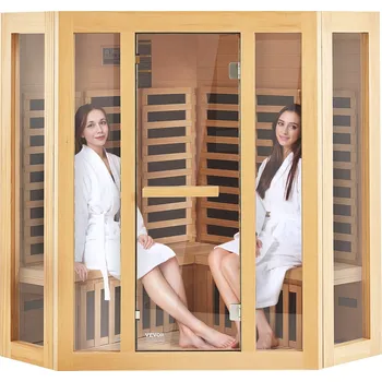 Sauna Vevor Dalekoinfračervená vnitřní sauna 3–4 osoby, hemlockové dřevo, 2470W
