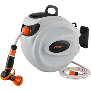 Držák na zahradní hadici Vevor Samonavíjecí naviják na hadici 20 m × 1,3 cm, 180° otočný na zeď