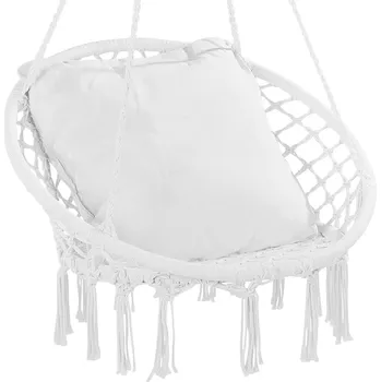 Závěsné křeslo Vevor Závěsné macramé houpací křeslo 330 lbs s polštářem a montáží, bílé
