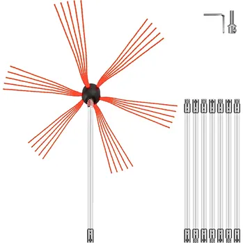 Čistič komínů Vevor Sada flexibilních tyčí na čištění komína 8 m, nylonový kartáč, 8 ks