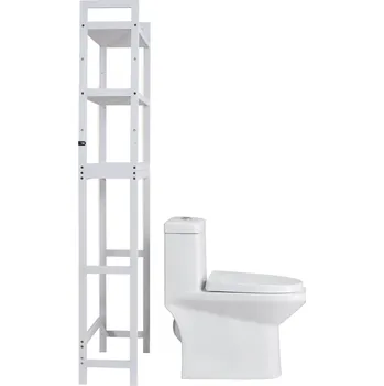 police Vevor Police nad wc, 3-policová nastavitelná bambusová se 3 háčky, bílá