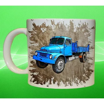 hrnek s náklaďákem Praga S5T hnědý 450 ml (hrneček s Pragou S5T veterán truck nákladní auto HNEDÝ)