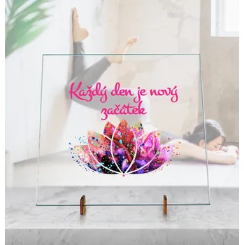 Žertovný předmět Ahome CZ Dekorační skleněná deska - Lotosový květ