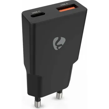 NEDIS síťová nabíječka/ 20 W/ PD 3.0/ rychlé nabíjení/ 1.5 / 2.0 / 2.22 / 3.0 A/ USB-A/ USB-C/ černá