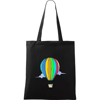 Horkovzdušný balon v oblacích - Taška bavlněná - 42 x 38 cm ( Černá )