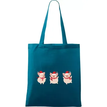 Vánoční prasátka - Taška bavlněná - 42 x 38 cm ( Petrolejová )
