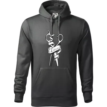 Pánská mikina Kadeřnice nůžky a hřeben - Mikina pánská Cape s kapucí - 3XL ( Tmavá břidlice (šedá se zeleným nádechem) )