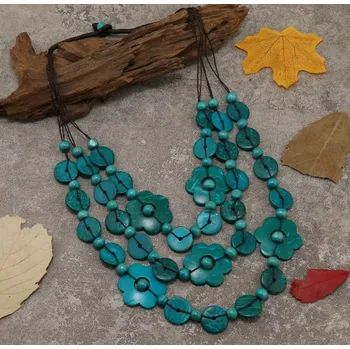 Náhrdelník Prosperk Náhrdelník dřevěný Barva: Modrá