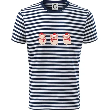 Pánské tričko Vánoční prasátka - Triko na vodu - XS ( Prouhovaná )