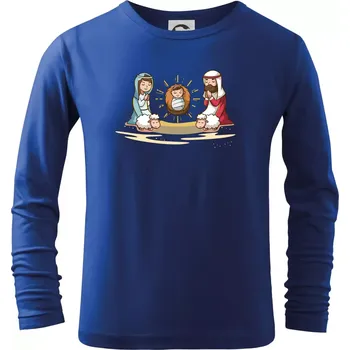 Chlapecké tričko Ježíšek v jesličkách - Triko dětské Long Sleeve - 122 cm/6 let ( Královská modrá )