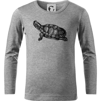 Chlapecké tričko Tužkou kreslená želva - Triko dětské Long Sleeve - 122 cm/6 let ( Tmavě šedý melír )