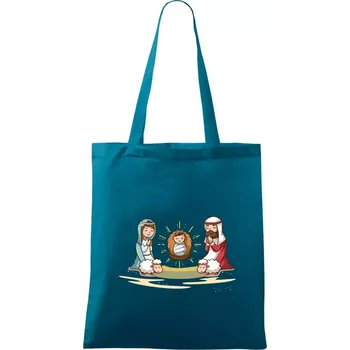 Ježíšek v jesličkách - Taška bavlněná - 42 x 38 cm ( Petrolejová )