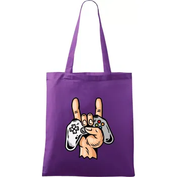 Nákupní taška Gamer - gamepad paroháč - Taška bavlněná - 42 x 38 cm ( Fialová )