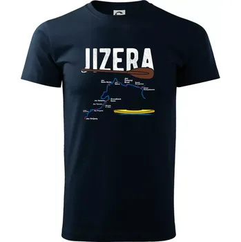 Pánské tričko Mapa řeky Jizery - Triko extra velké (5-8XL) - 6XL ( Námořní modrá (velmi tmavá - téměř černá) )
