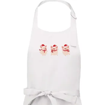 Kuchyňská zástěra Vánoční prasátka - Dámská zástěra na vaření - Univerzální velikost ( Bílá )