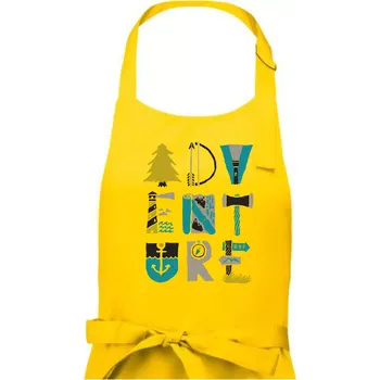 Kuchyňská zástěra Adventure font - Pánská zástěra na vaření - Univerzální velikost ( Žlutá )