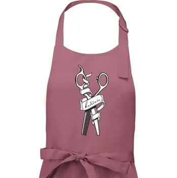 Kuchyňská zástěra Kadeřnice nůžky a hřeben - Pánská zástěra na vaření - Univerzální velikost ( Starorůžová )