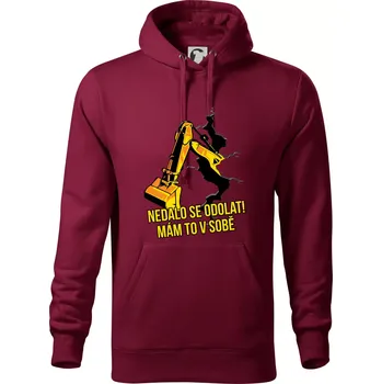 Pánská mikina Nedalo se odolat, mám to v sobě bagr - Mikina pánská Cape s kapucí - 5XL ( Garnet )