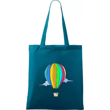 Horkovzdušný balon v oblacích - Taška bavlněná - 42 x 38 cm ( Petrolejová )