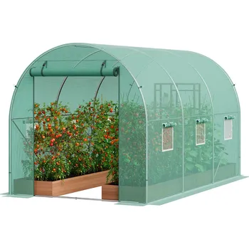 Skleník Vevor Tunelový skleník 9.6×6.4×6.2 ft, pozinkovaný rám, pe plachta, 6 oken