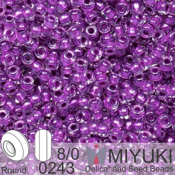 Korálek Korálky Miyuki Round 8/0. Barva 0243 Magenta Lined Crystal. Balení 5g