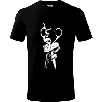 Chlapecké tričko Kadeřnice nůžky a hřeben - Tričko dětské bavlněné - 98 cm / 2 roky ( Černá )