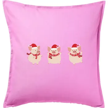 Polštář Vánoční prasátka - Polštář 50x50 - 50x50 - Pouze potah ( Růžová )