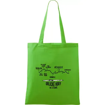 Nákupní taška Orlické hory ve stopě - Taška bavlněná - 42 x 38 cm ( Apple Green )