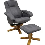 TV křeslo + taburet — masiv, světle šedá IDEA nábytek