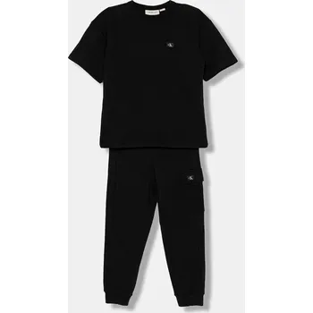 Dětská bavlněná souprava Calvin Klein Jeans IB0IB02636.128.176.PPY2 černá 99X, vel. 128