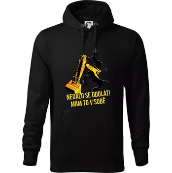 Pánská mikina Nedalo se odolat, mám to v sobě bagr - Mikina pánská Cape s kapucí - 5XL ( Černá )