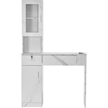 police Vevor Nástěnná holičská stanice 1 skříňka 3 police 2 zásuvky 1 uzamyk., bílá